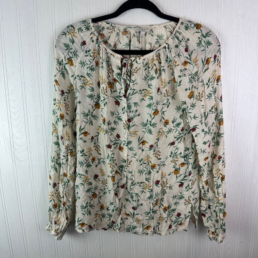 Lucky Brand‎ Floral Blouse Ivory size XS